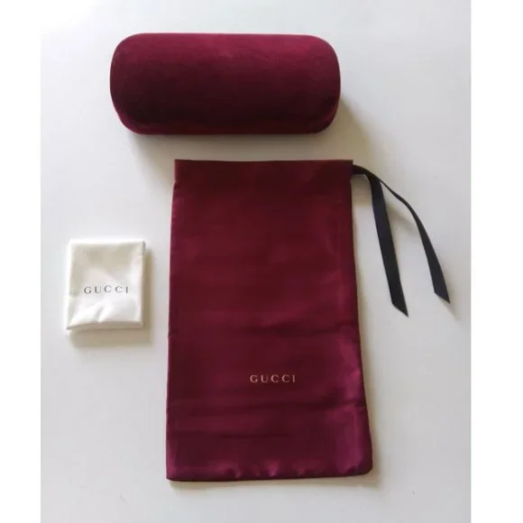 Gucci Sunglasses Eyeglasses Case Burgundy wine Velvet Clamshell Case dustbag - Picture 2 of 5